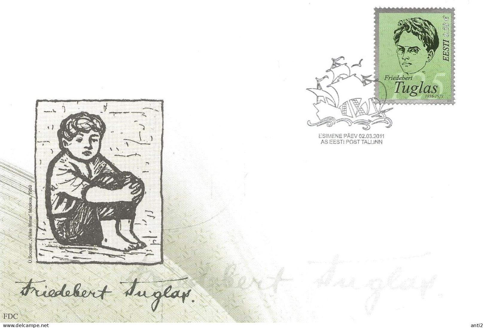 Estonia Eesti Estland 2011 125th Birthday Of Friedebert Tuglas. Author Mi 688 FDC - Estland