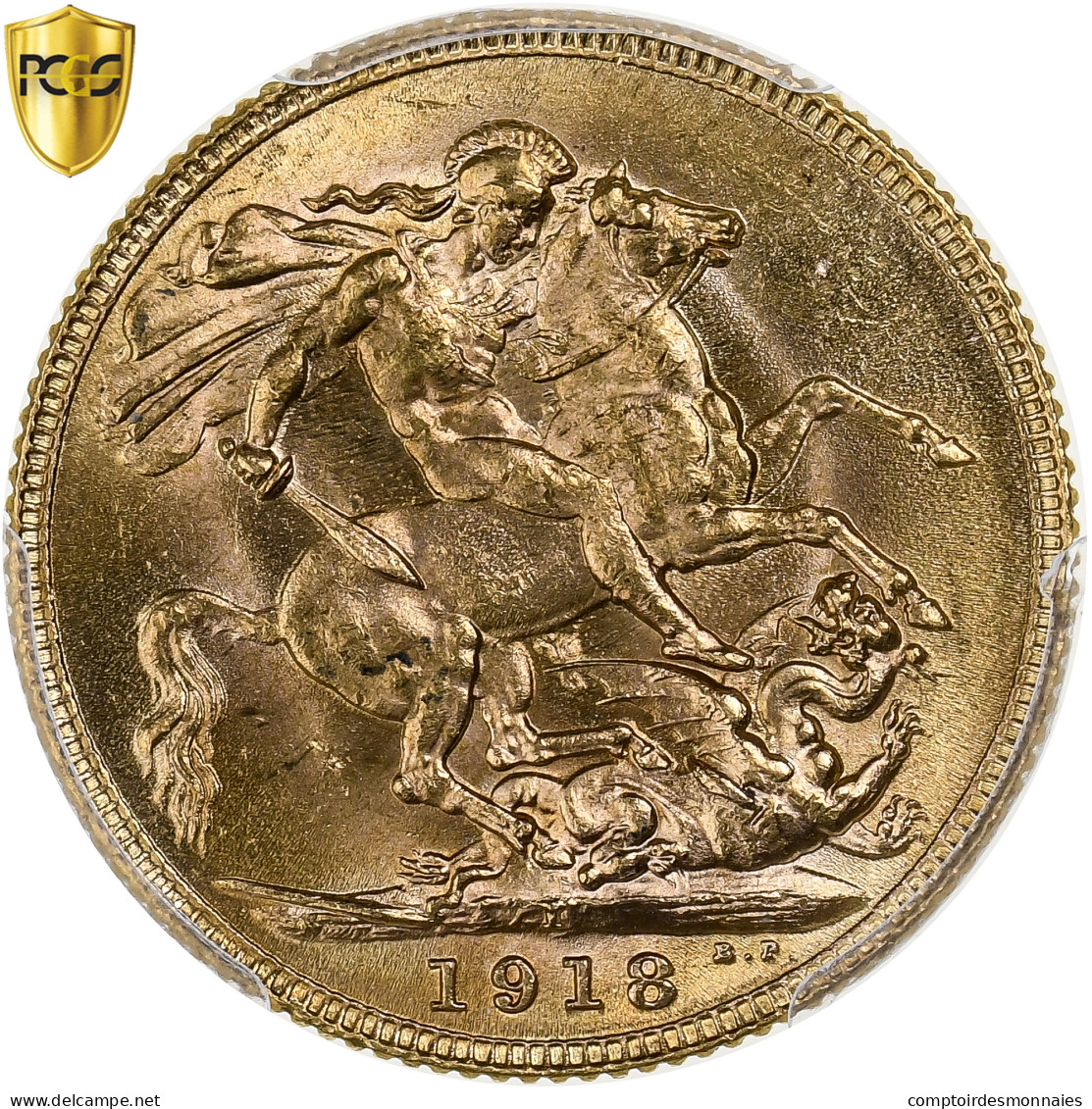 Inde Britannique, George V, Sovereign, 1918, Bombay, Or, PCGS, SPL, KM:525A - Inde