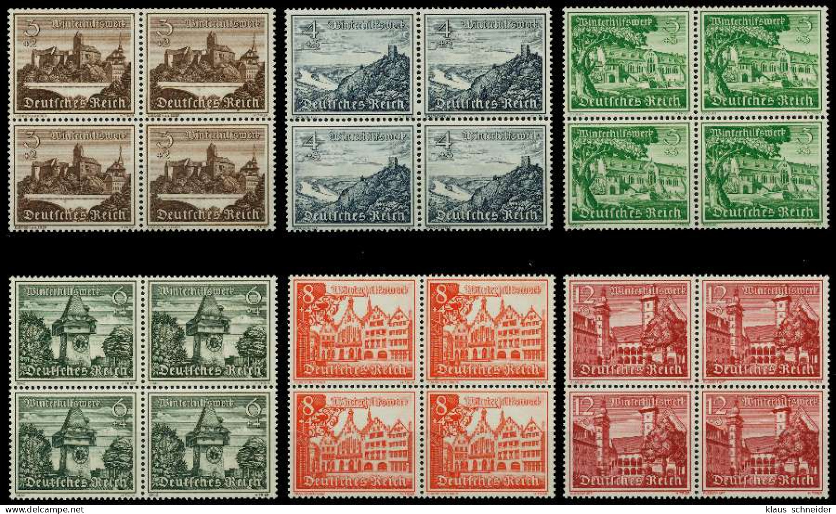 3. REICH 1939 Nr 730-738 Postfrisch VIERERBLOCK X77D55E - Unused Stamps
