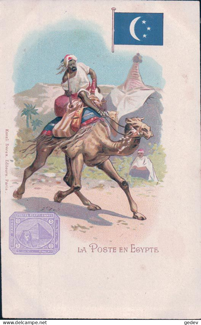 La Poste En Egypte, Facteur, Timbre Et Armoirie, Litho (916) - Poste & Facteurs