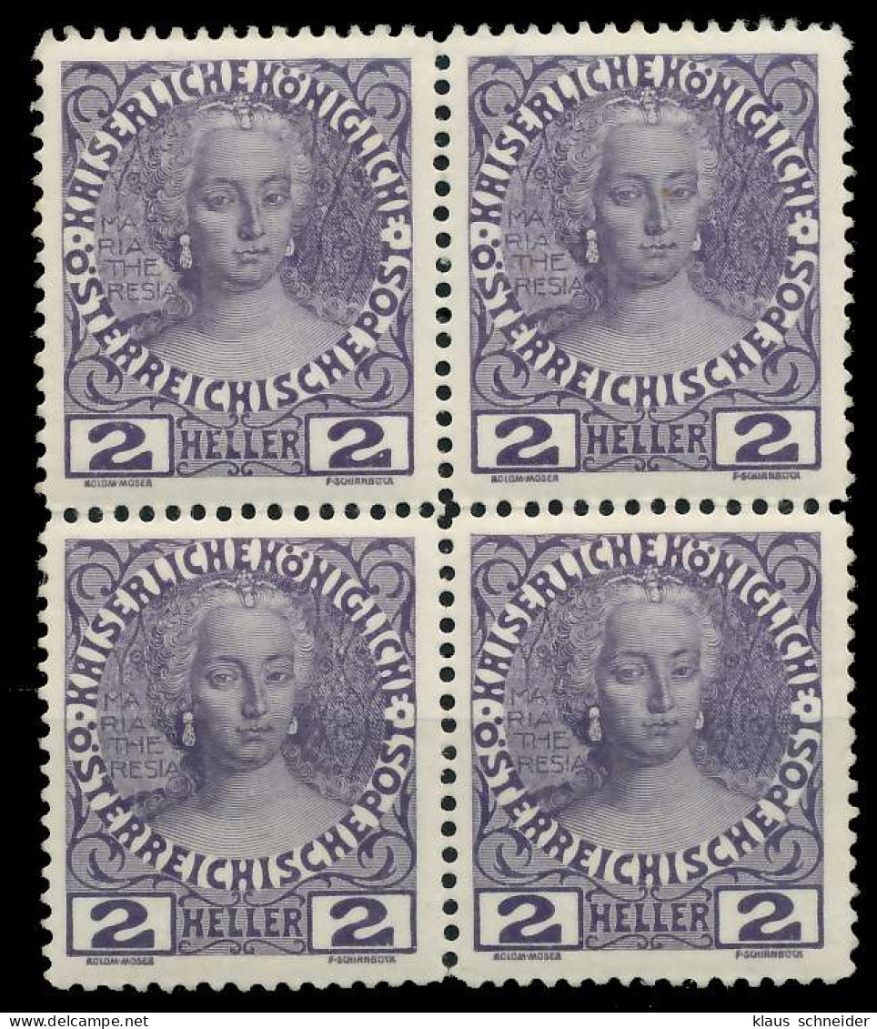 ÖSTERREICH 1908 Nr 140vPII Postfrisch VIERERBLOCK X7A1346 - Unused Stamps