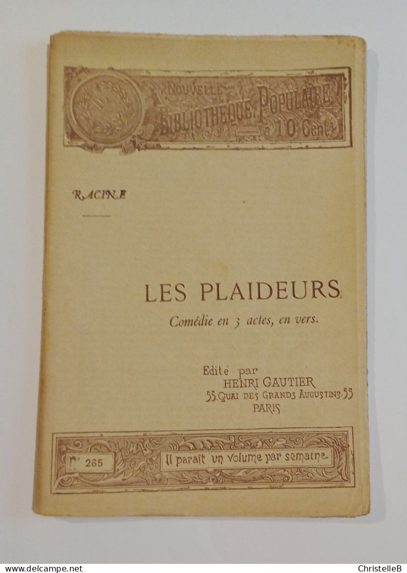 "Les Plaideurs", De Racine, Coll. Nouvelle Bibliothèque Populaire, N°265, 1891 - 1801-1900