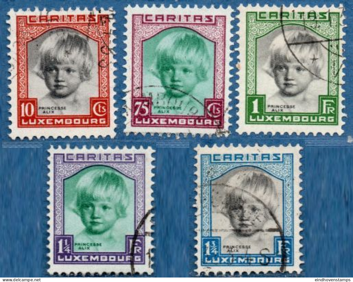 Luxemburg 1931 Caritas Stamps Princes Alix 5 Values Cancelled - Gebruikt