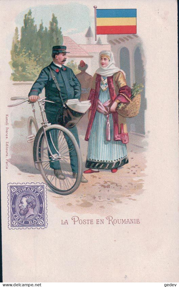 La Poste En Roumanie, Facteur, Timbre Et Armoirie, Litho (920) - Post & Briefboten