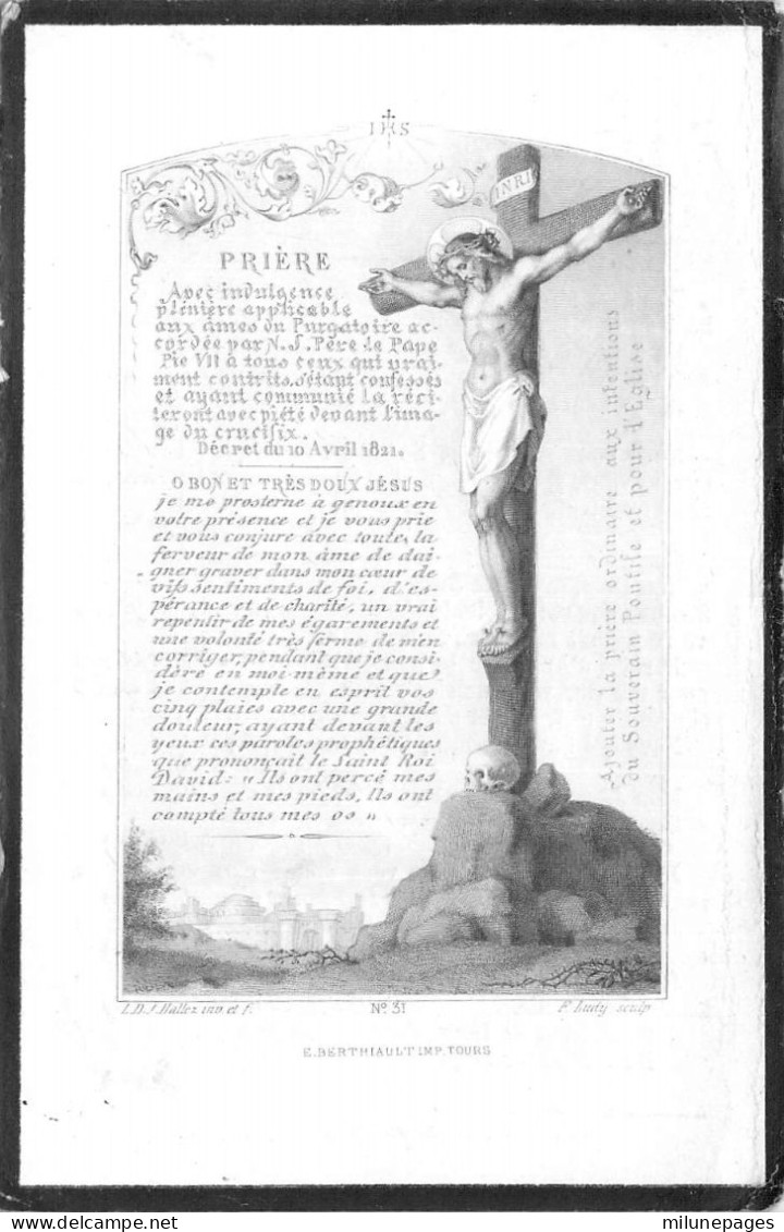 Memorandum à La Mémoire De Marie-Annadèle Binet Née Frappa Décédée En 1873 Prière D'Indulgence - Devotion Images