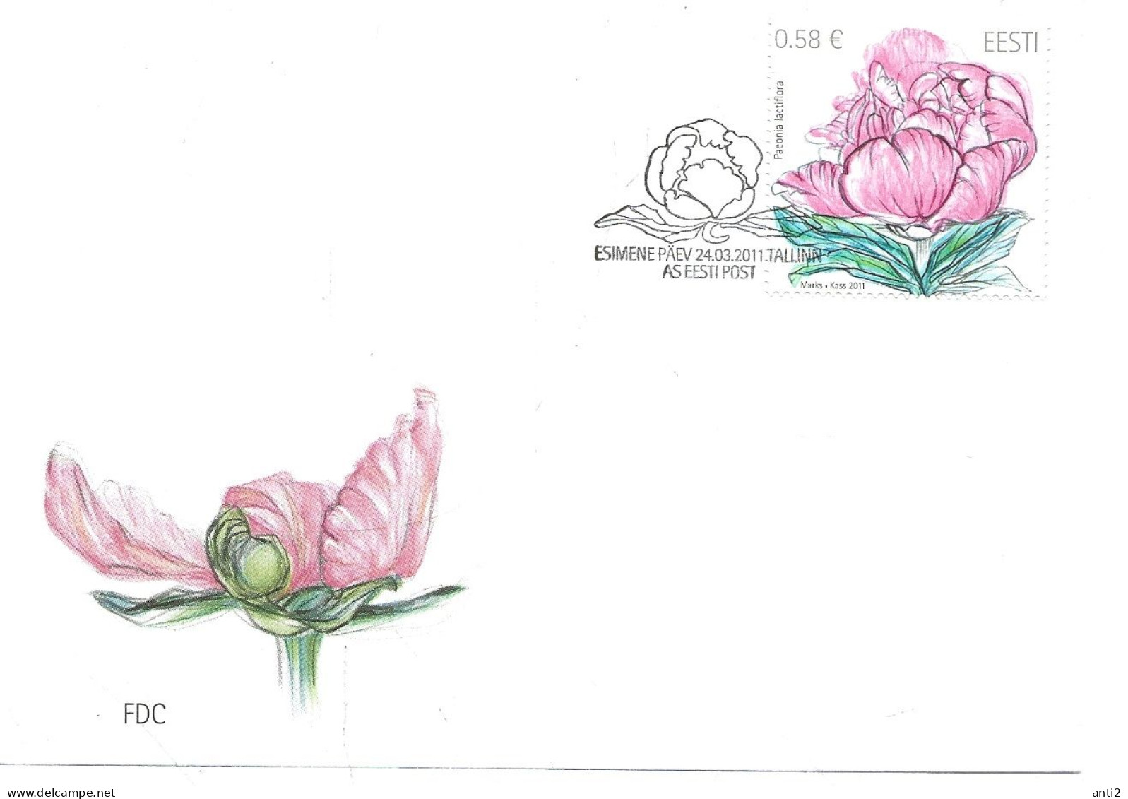 Estonia Eesti Estland 2011  Flower,  Peony (Paeonia Sp.) Mi 690 FDC - Estonie