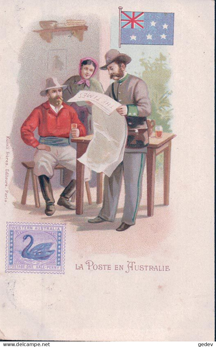 La Poste En Australie, Facteur, Timbre Et Armoirie, Litho (924) - Poste & Facteurs