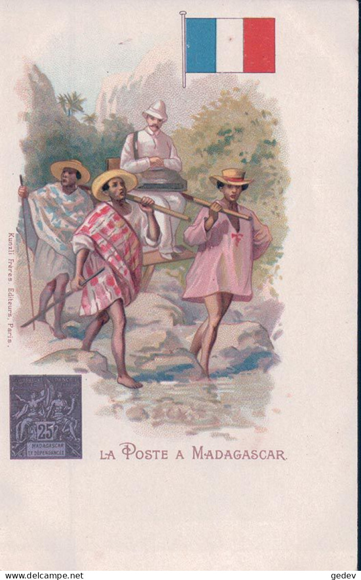 La Poste à Madagascar, Facteur, Timbre Et Armoirie, Litho (921) - Poste & Facteurs