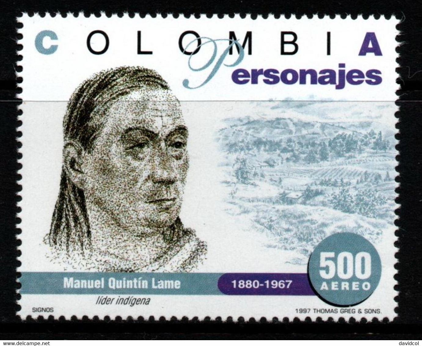 13F- KOLUMBIEN - 1997 - MI#:2061 - MNH- “MANUEL QUINTIN LAME, INDIGENOUS LEADER” - FAMOUS COLOMBIAN PEOPLE - Colombia