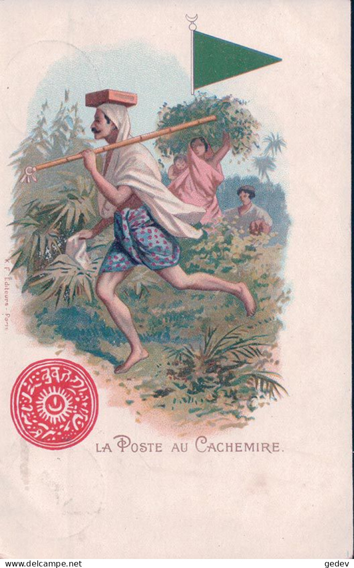 La Poste Au Cachemire, Facteur, Timbre Et Armoirie, Litho (927) - Post & Briefboten