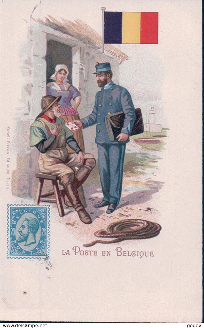 La Poste En Belgique, Facteur, Timbre Et Armoirie, Litho (928) - Postal Services