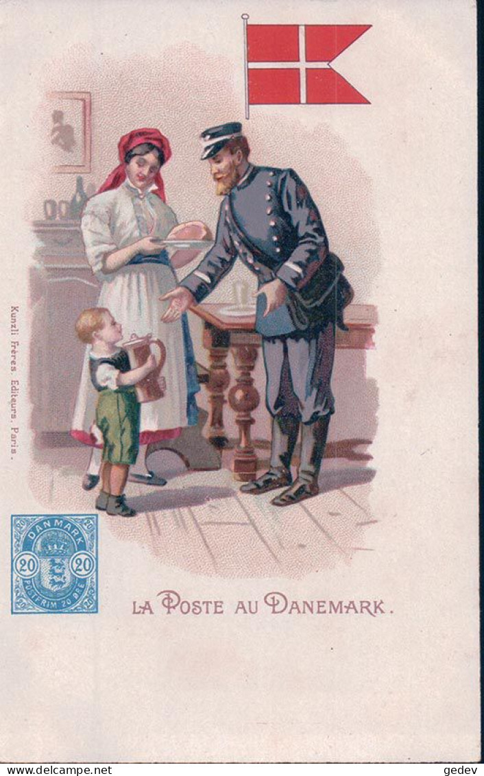 La Poste Au Danemark, Facteur, Timbre Et Armoirie, Litho (932) - Postal Services