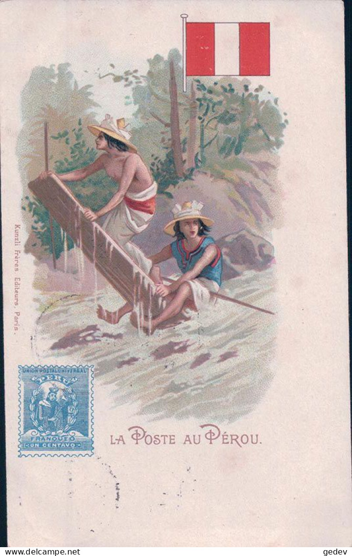 La Poste Au Pérou, Facteur, Timbre Et Armoirie, Litho (941) - Poste & Facteurs