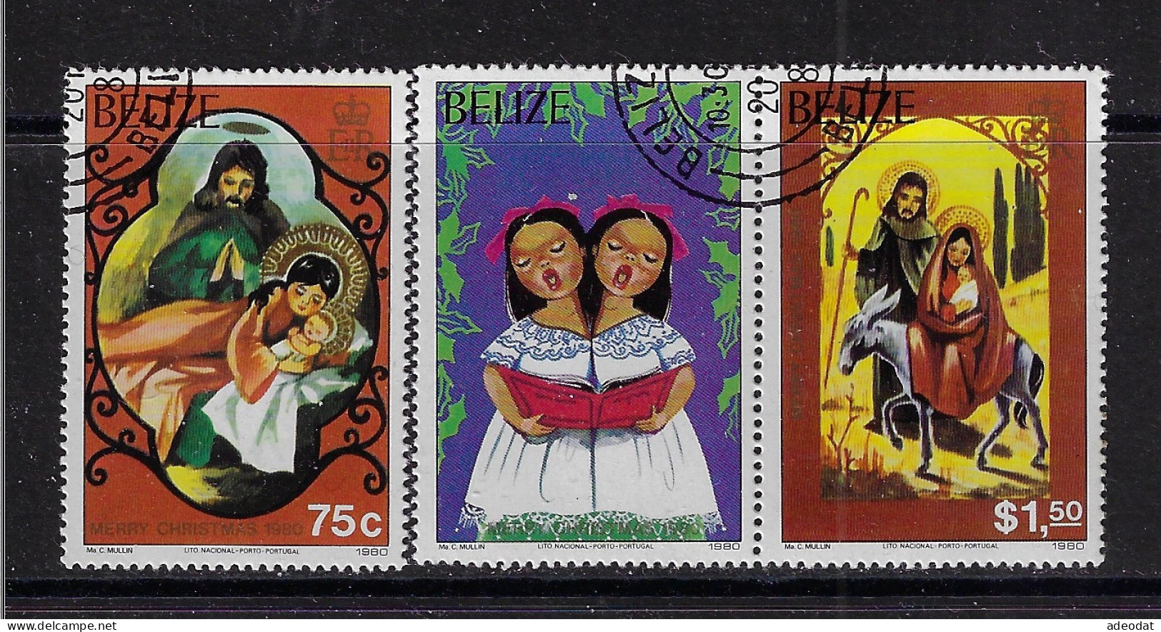 BELIZE 1980 CHRISTMAS  SCOTT# 527,529 USED  VALUE $4.30 - Belize (1973-...)