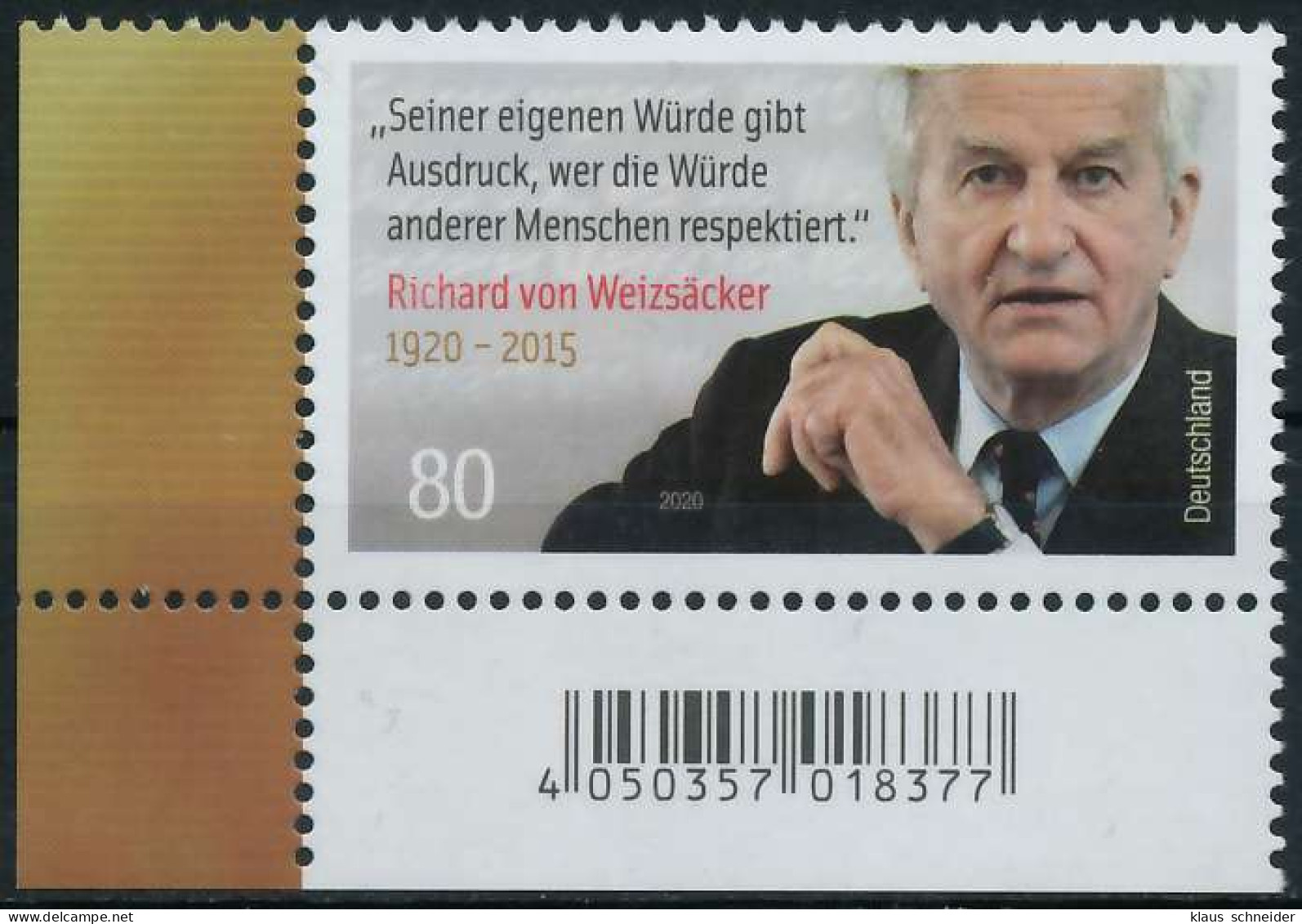 BRD BUND 2020 Nr 3539 Postfrisch ECKE-ULI SED3576 - Unused Stamps