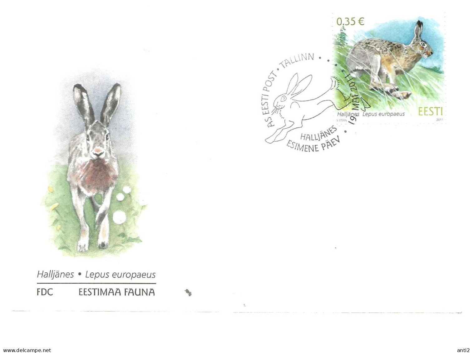 Estonia Eesti Estland 2011 Native Fauna (X). European Hare (Lepus Europaeus),  Mi 698  FDC - Estonie