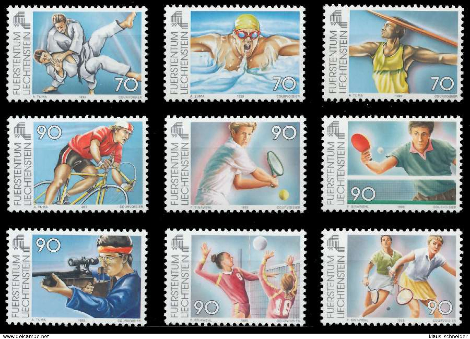 LIECHTENSTEIN 1999 Nr 1203-1211 Postfrisch ECKE-ORE SEE1A06 - Unused Stamps