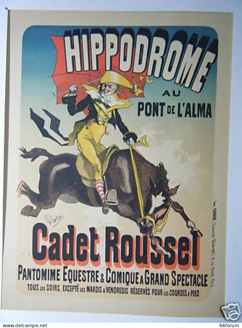 LITHOGRAPHIE CHERET 19ème MAITRES AFFICHE HIPPODROME AU PONT ALMA CADET ROUSSEL - Autres & Non Classés