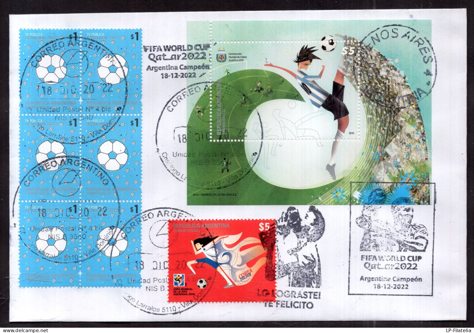 Argentina - 2022 - Soccer - Football - Modern Stamps - Diverse Stamps - Brieven En Documenten