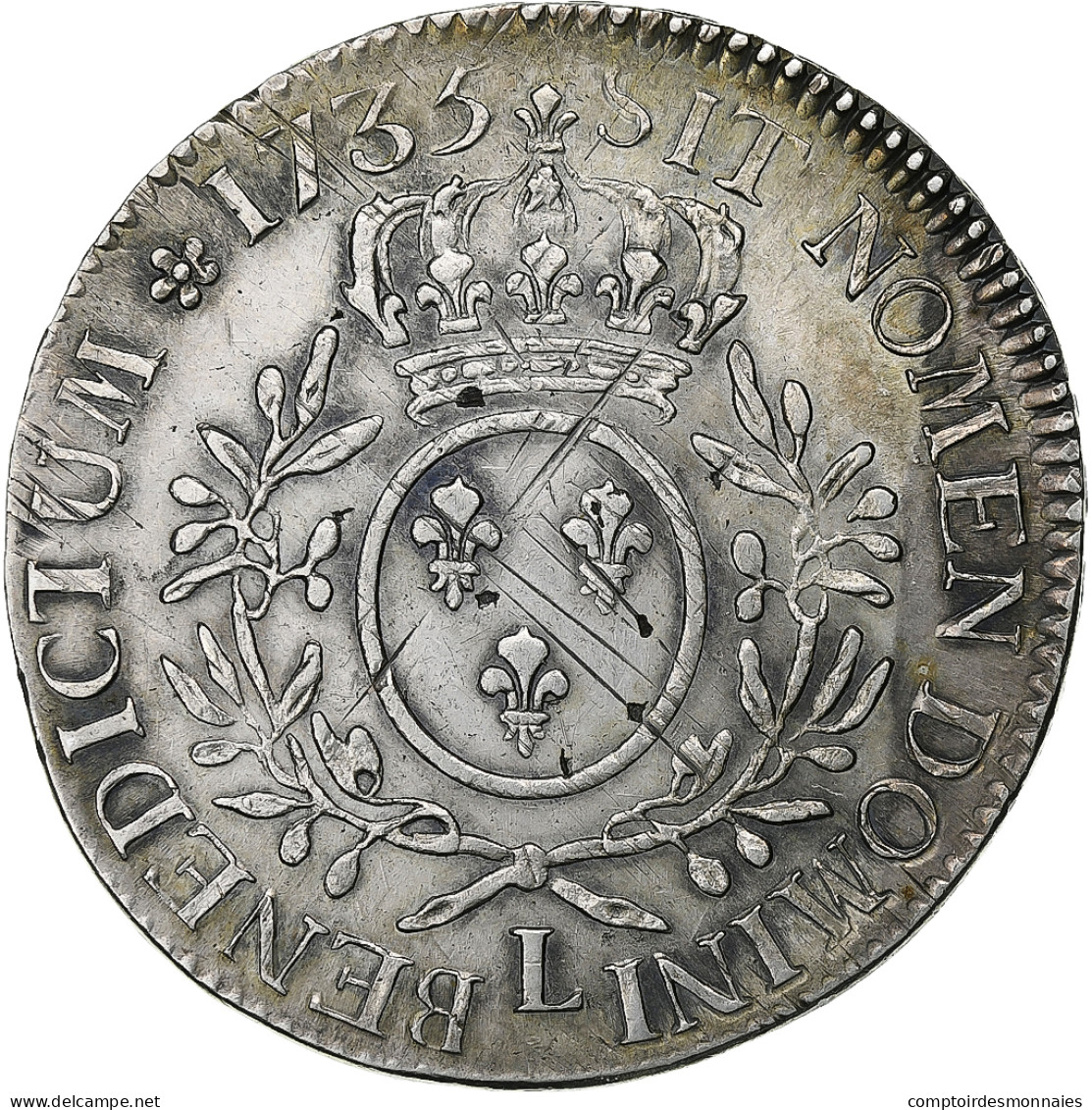 France, Ecu Aux Branches D'olivier, 1735, Bayonne, Argent, TTB+, Gadoury:321 - 1715-1774 Louis  XV The Well-Beloved