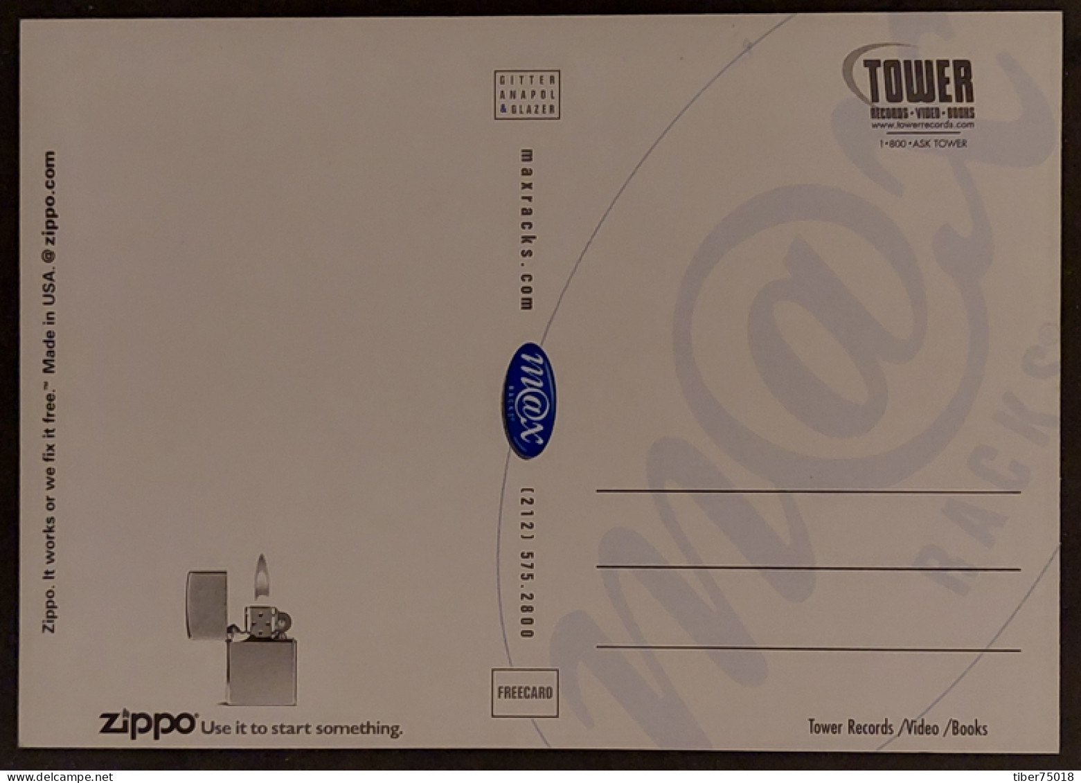 Carte Postale (Tower Records) Zippo (briquet) Use It To Start Something (surfeur En Méditation) - Publicité