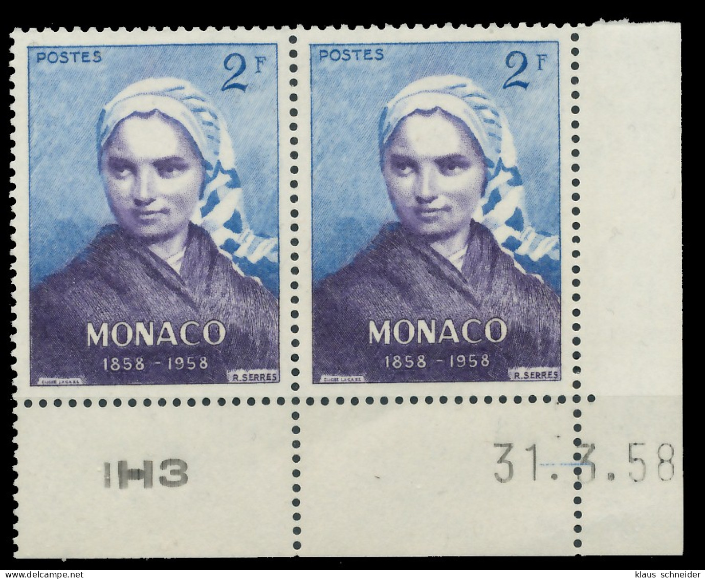 MONACO 1958 Nr 591 Postfrisch WAAGR PAAR ECKE-URE X3BA6F2 - Unused Stamps