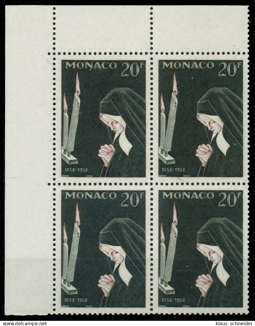 MONACO 1958 Nr 597 Postfrisch VIERERBLOCK ECKE-OLI X3BA726 - Unused Stamps