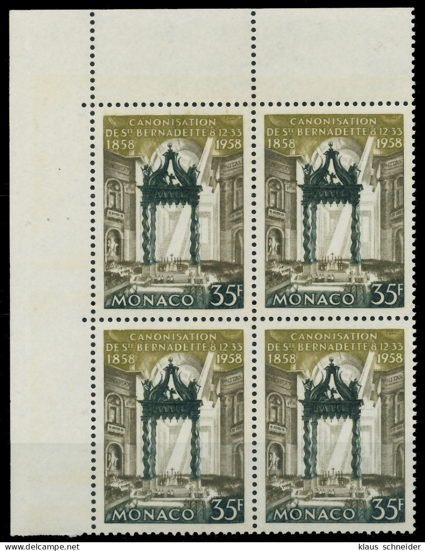 MONACO 1958 Nr 598 Postfrisch VIERERBLOCK ECKE-OLI X3BA742 - Unused Stamps