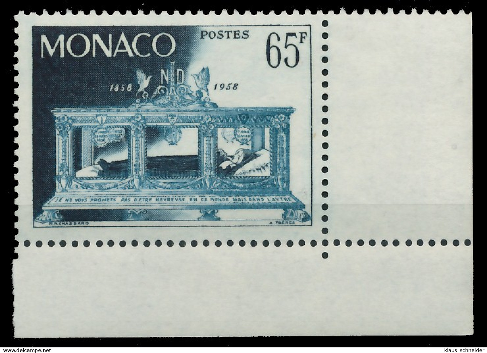 MONACO 1958 Nr 600 Postfrisch ECKE-URE X3BA796 - Unused Stamps