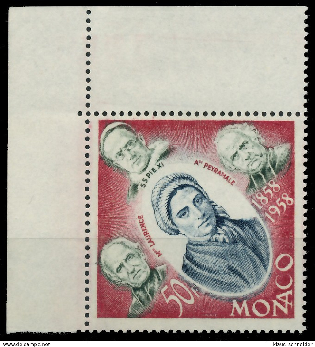 MONACO 1958 Nr 599 Postfrisch ECKE-OLI X3BA7BA - Unused Stamps