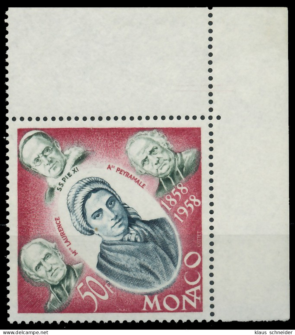 MONACO 1958 Nr 599 Postfrisch ECKE-ORE X3BA7EA - Unused Stamps