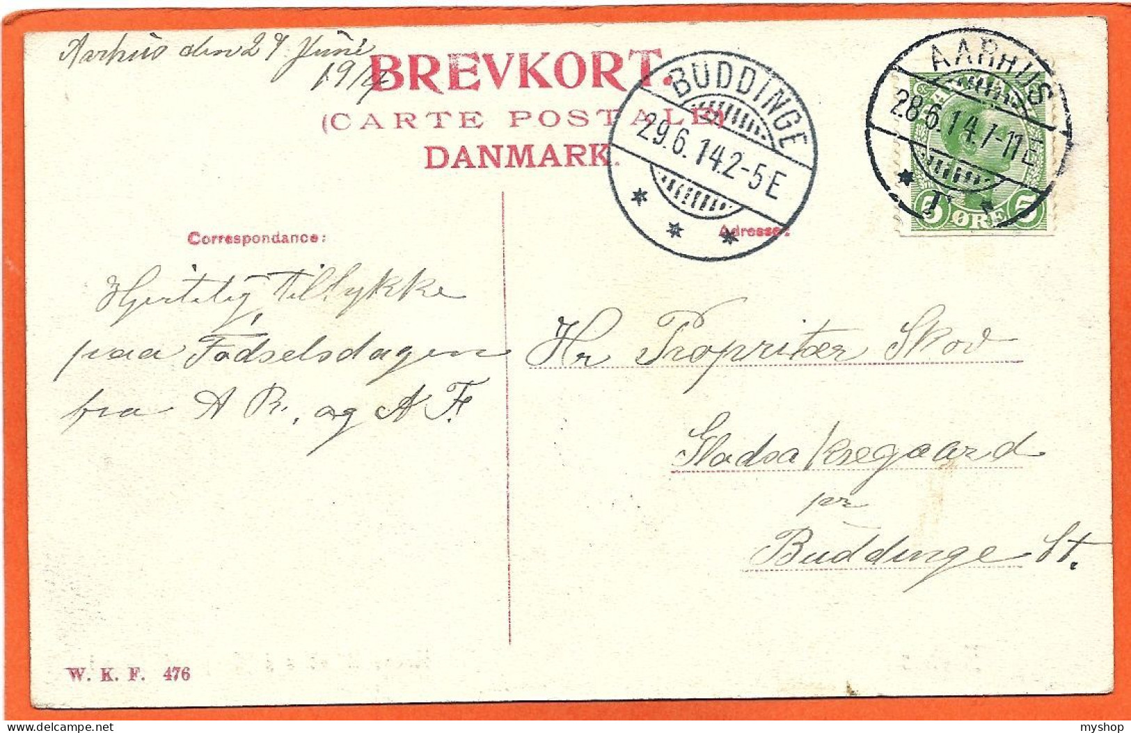 DK146, * AARHUS * AAENS UDLØB Ved MOSGAARD STRAND * SENT 1914 - Danemark