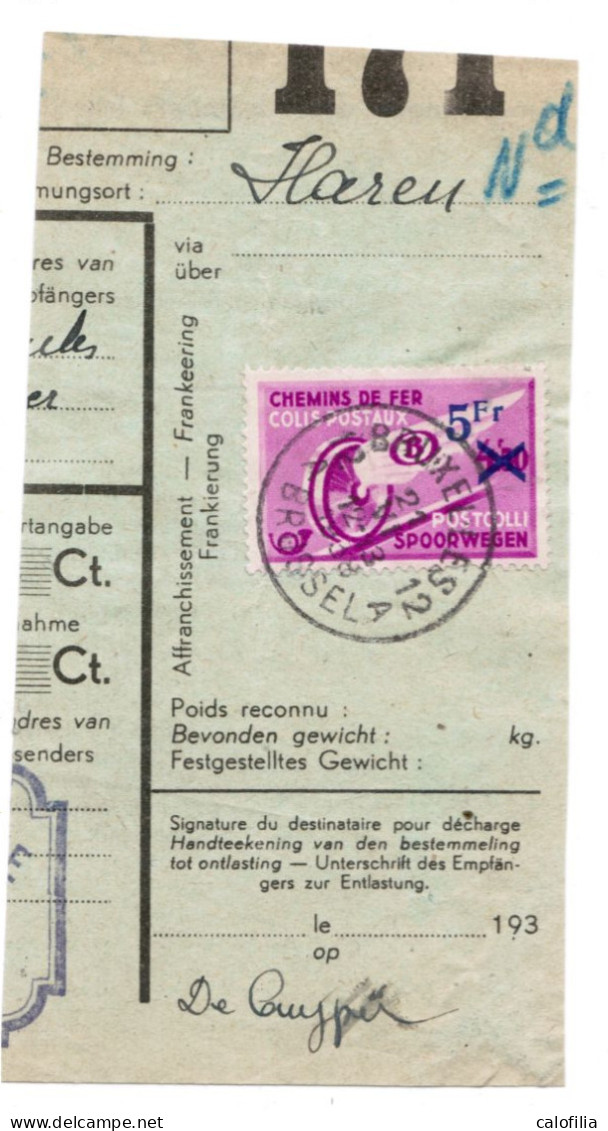 Fragment Bulletin D'expedition, Obliterations Centrale Nettes, BRUXELLES 12 A Pour HAREN - Gebraucht