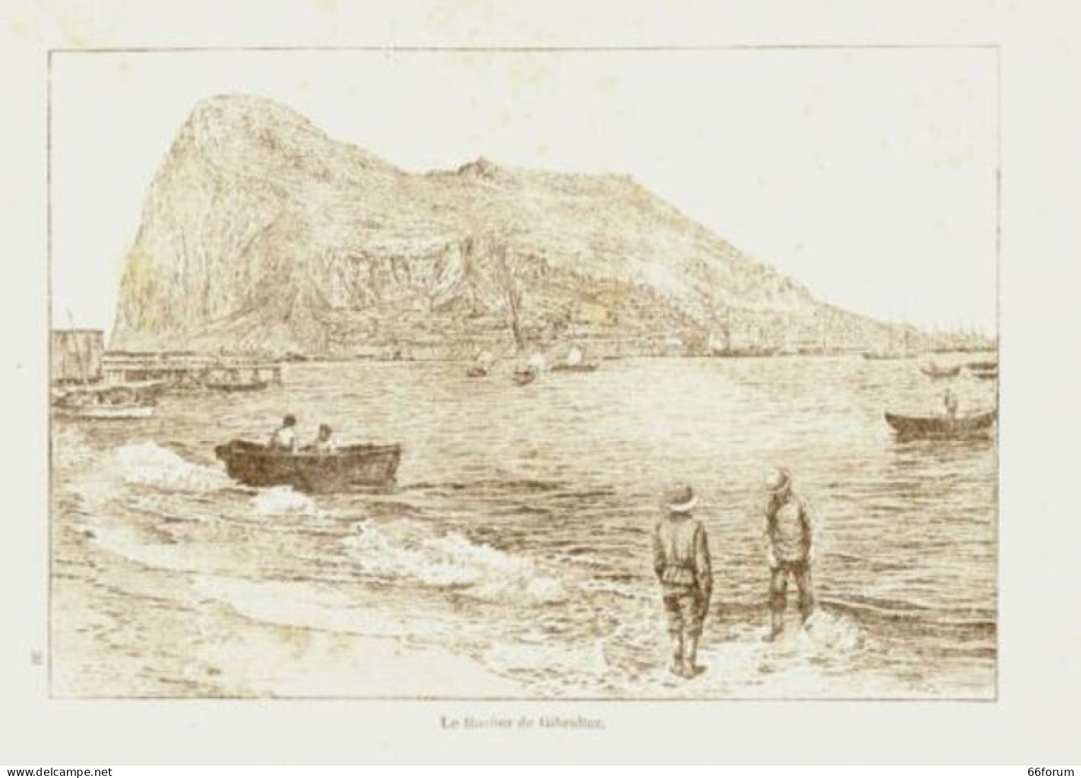 GRAVURE SUR BOIS 19ème LE ROCHER DE GIBRALTAR GRANDE BRETAGNE ESPAGNE - Autres & Non Classés