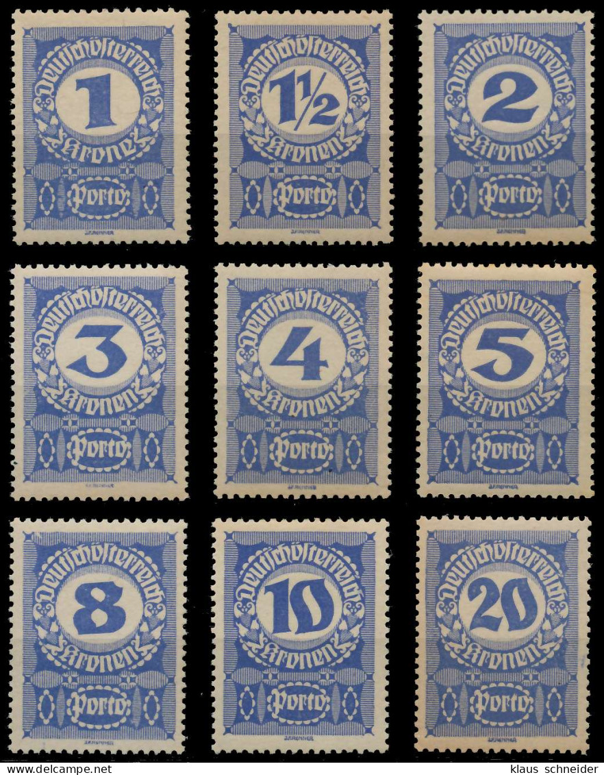 ÖSTERREICH PORTOMARKEN 1920 21 Nr 84y-92y Postfrisch X74298A - Taxe