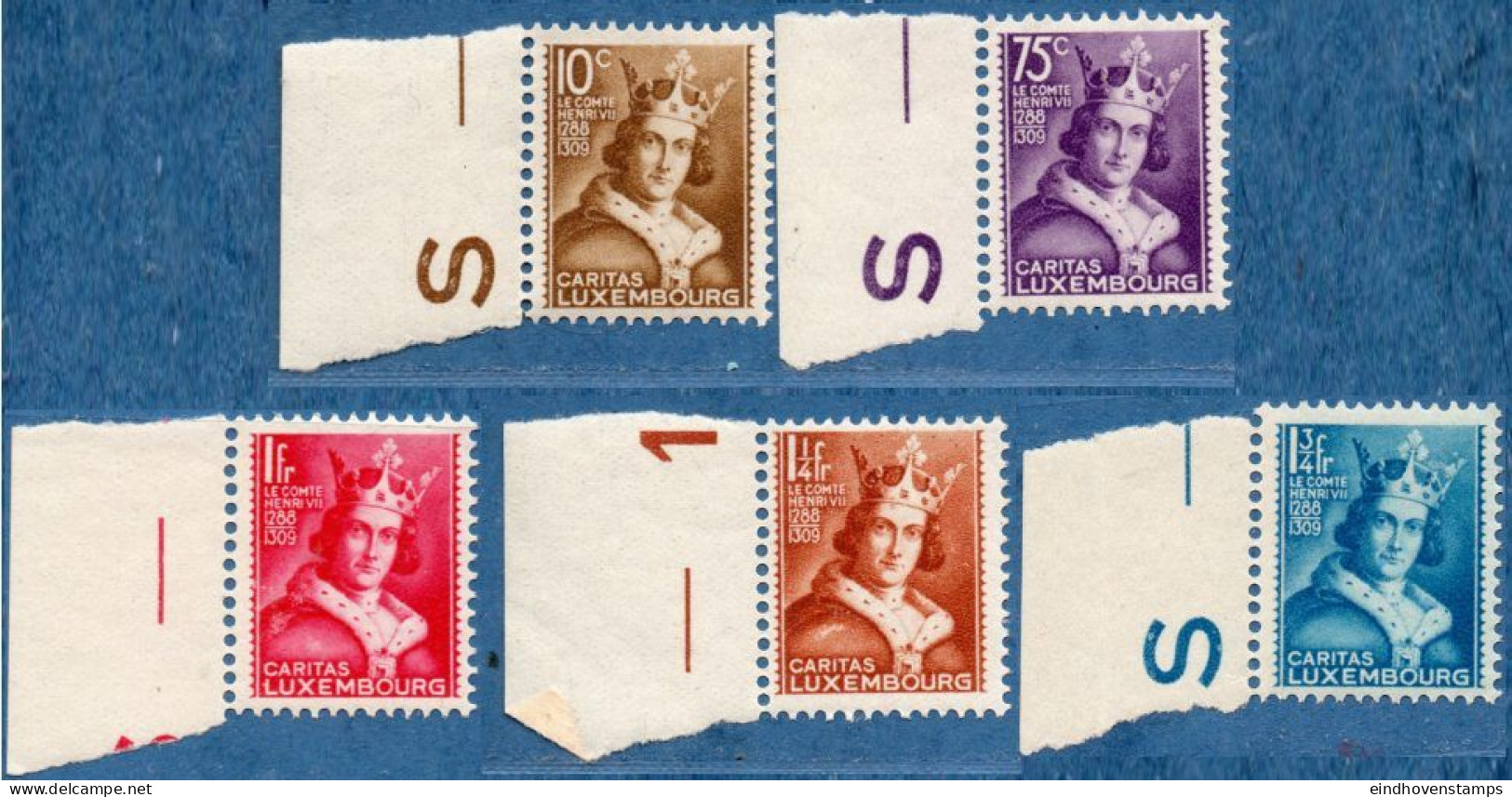 Luxemburg 1933 Caritas Stamps Henry IV Of Luxemburg 5 Values MNH - Ungebraucht