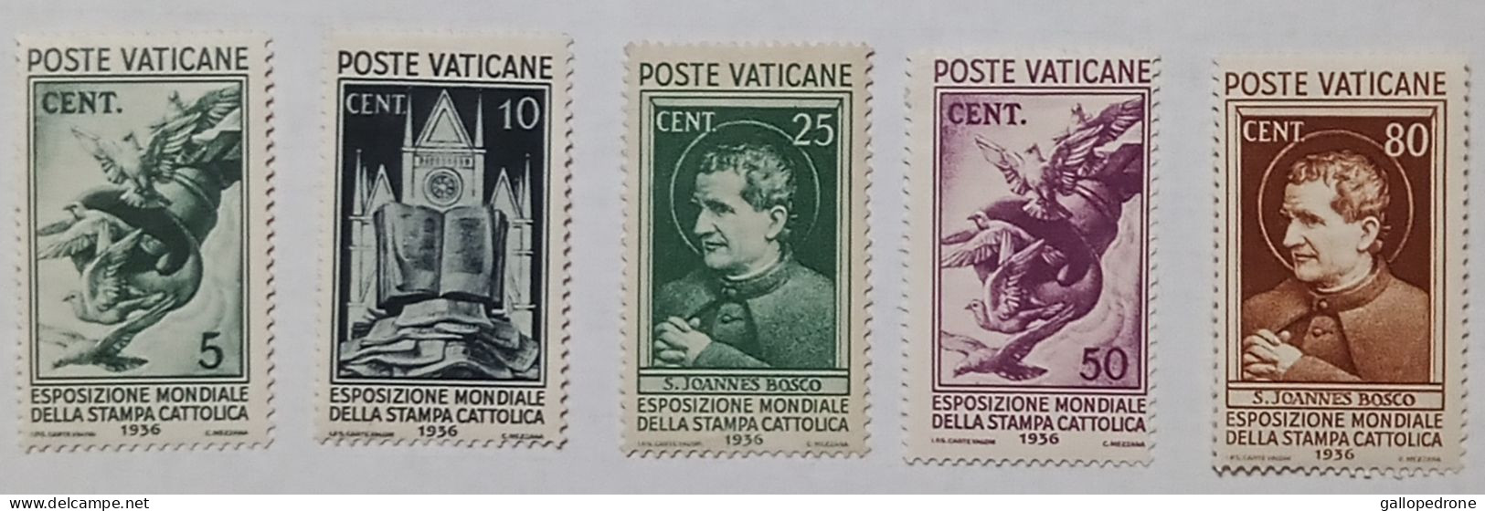 1935-5 Valori NUOVI "esposizione Mondiale Della Stampa Cattolica" Con Traccia Di Linguella-MH - Ungebraucht