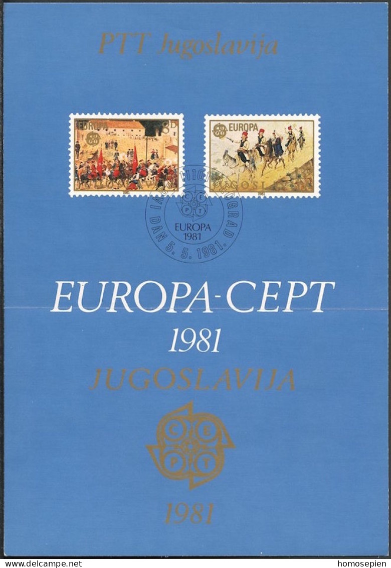 Europa CEPT 1981 Yougoslavie - Jugoslawien - Yugoslavia Y&T N°DP1769 à 1770 - Michel N°PD1883 à 1884 (o) - EUROPA - Cartas & Documentos