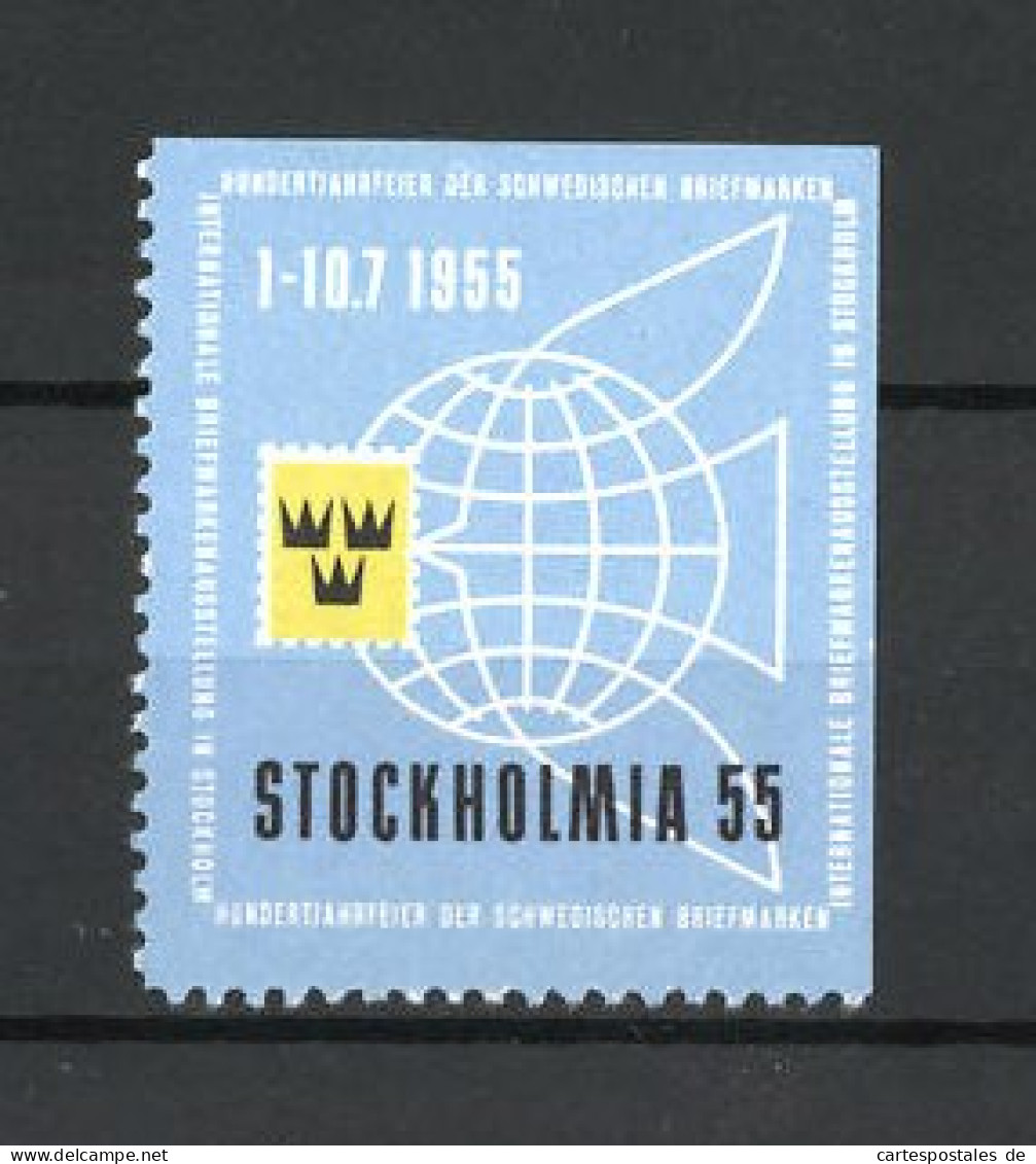 Reklamemarke Stockholm, Stockholmia-Ausstellung 1955, Messelogo  - Erinnophilie