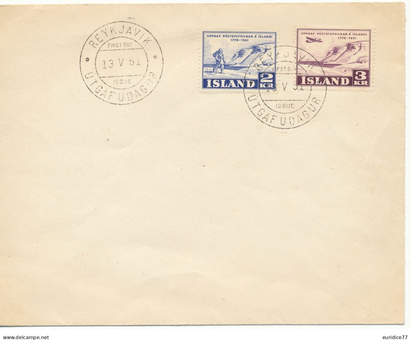 Iceland Islande 1951 -  Envelope Premier Jour - FDC