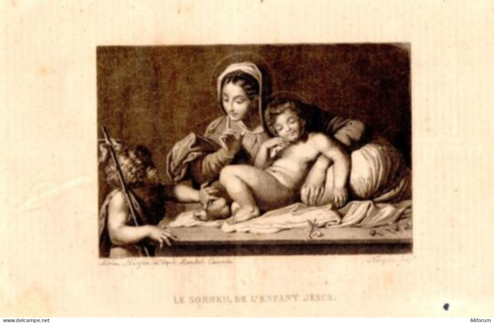 GRAVURE DE ADRIEN NARGEOL D APRES CARRACHE DEBUT 19ème SOMMEIL DE L ENFANT JESUS - Autres & Non Classés