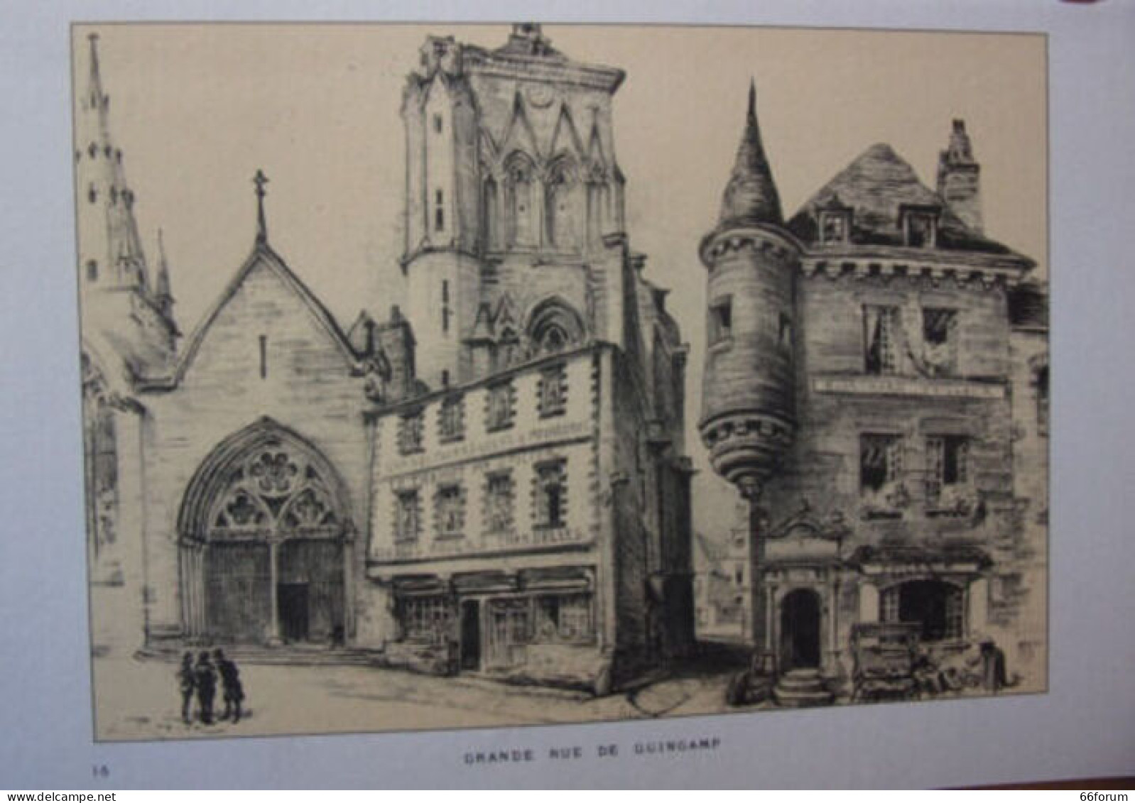 RETIRAGE 20ème Siècle D'APRES LITHOGRAPHIE ROBIDA Grande RUE A GUINGAMP - Autres & Non Classés