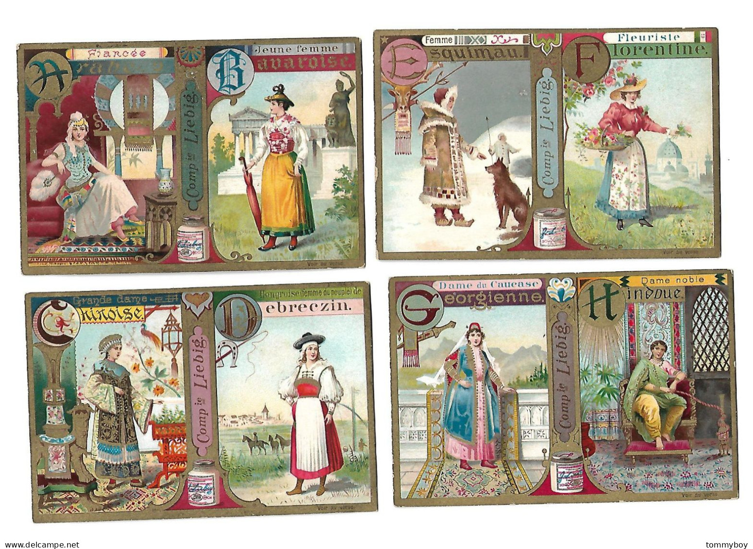 S 609, Liebig 12 Cards, Alphabet - Femmes (ref B14) - Liebig