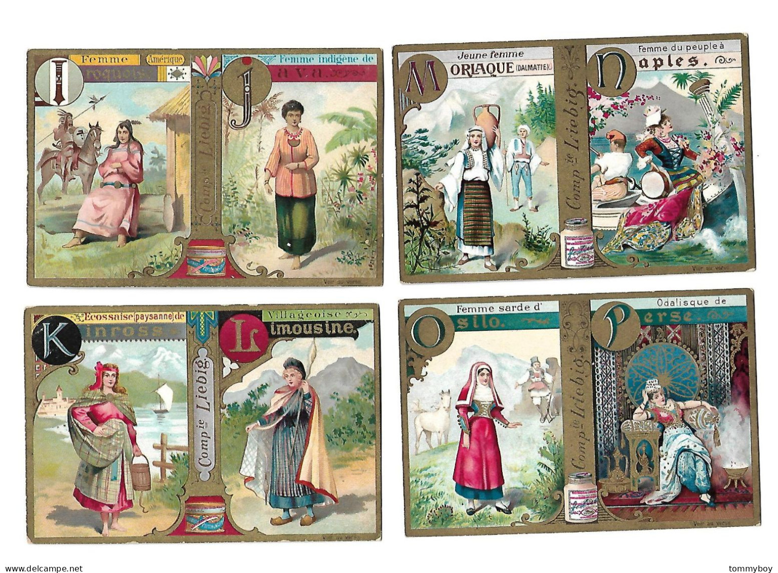 S 609, Liebig 12 Cards, Alphabet - Femmes (ref B14) - Liebig