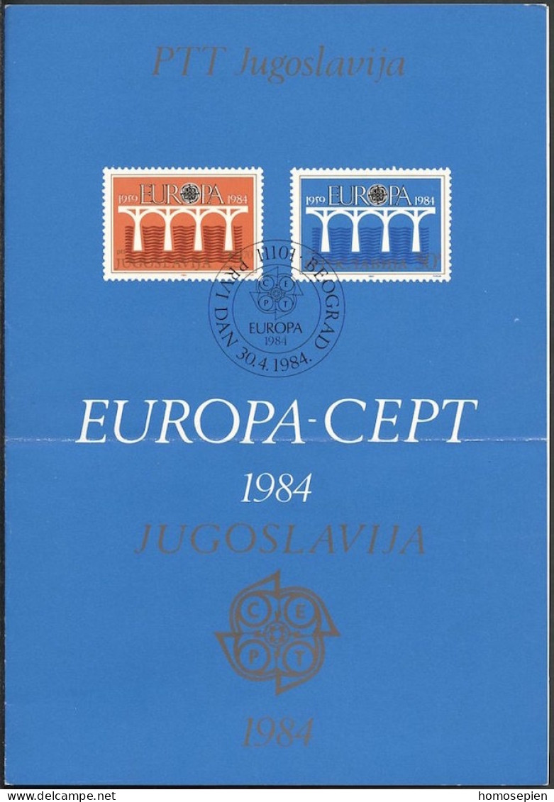 Yougoslavie - Jugoslawien - Yugoslavia Document 1984 Y&T N°DP1925 à 1926 - Michel N°PD2046 à 2047 (o) - EUROPA - Brieven En Documenten