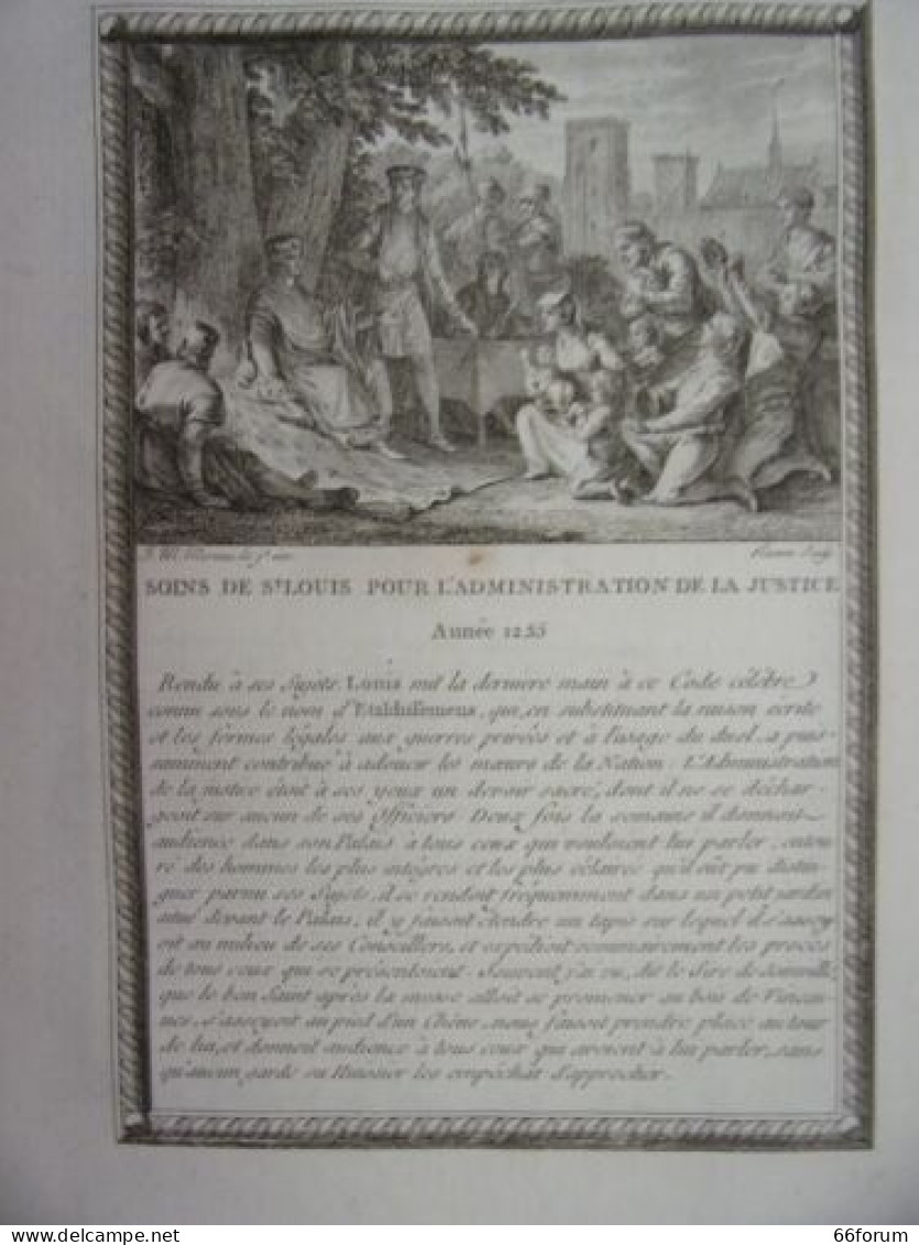 GRAVURE 18è D' EPOQUE SOINS SAINT LOUIS POUR ADMINISTRATION JUSTICE ANNEE 1277 - Autres & Non Classés