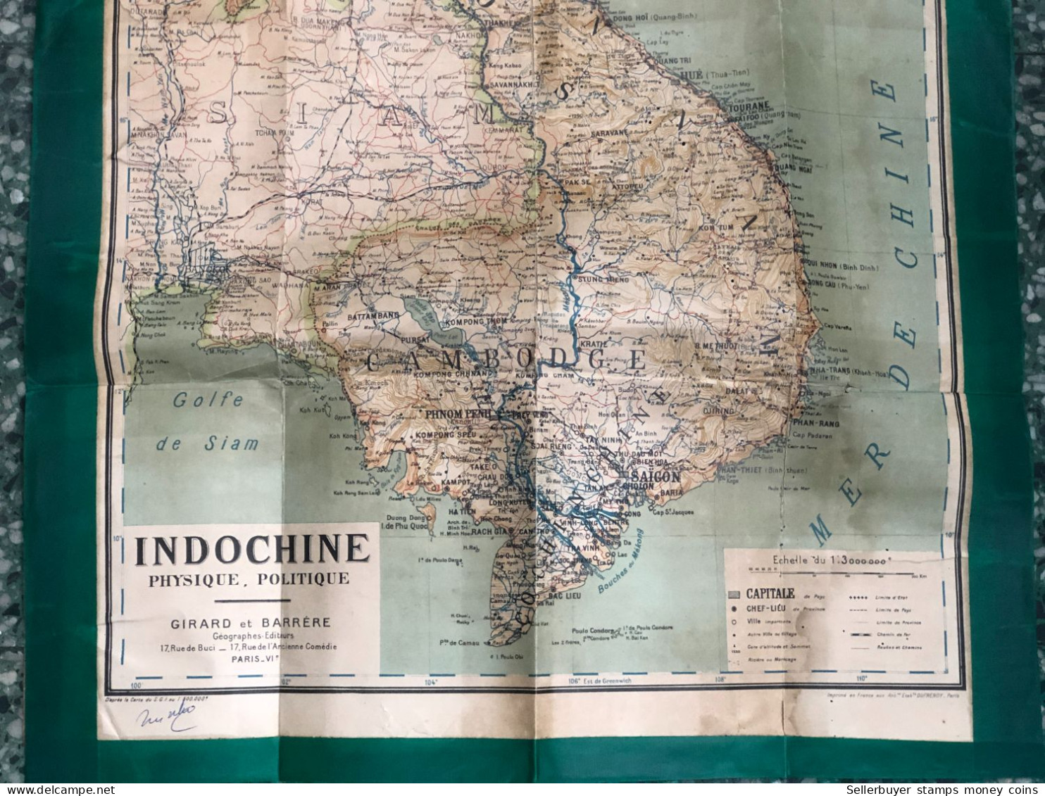 World Maps Old-viet Nam Indo-china-physique Politique Before 1945-1 Pcs Rare - Topographische Kaarten