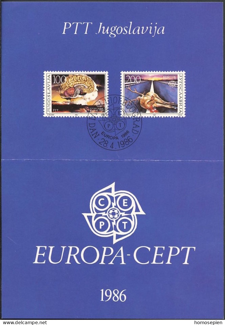 Yougoslavie - Jugoslawien - Yugoslavia Document 1986 Y&T N°DP2033 à 2034 - Michel N°PD2156 à 2157 (o) - EUROPA - Lettres & Documents