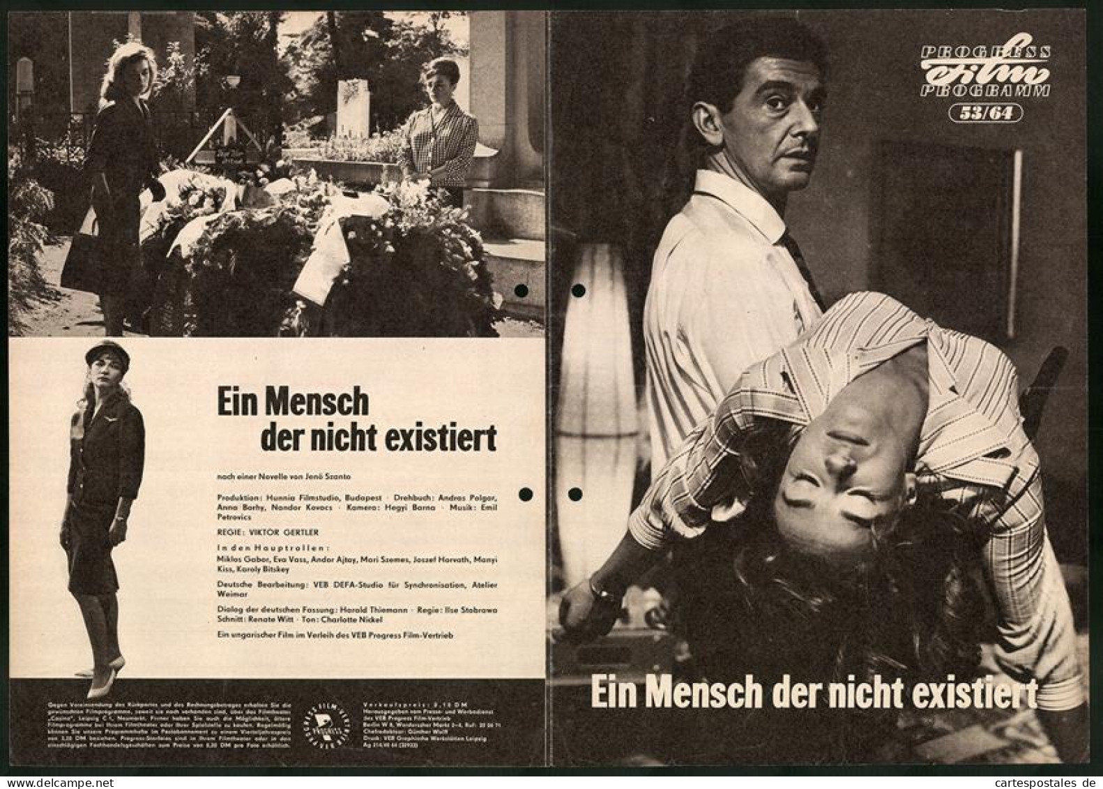 Filmprogramm PFP Nr. 53 /64, Ein Mensch Der Nicht Existiert, Miklos Gabor, Eva Vass, Regie: Viktor Gertler  - Magazines