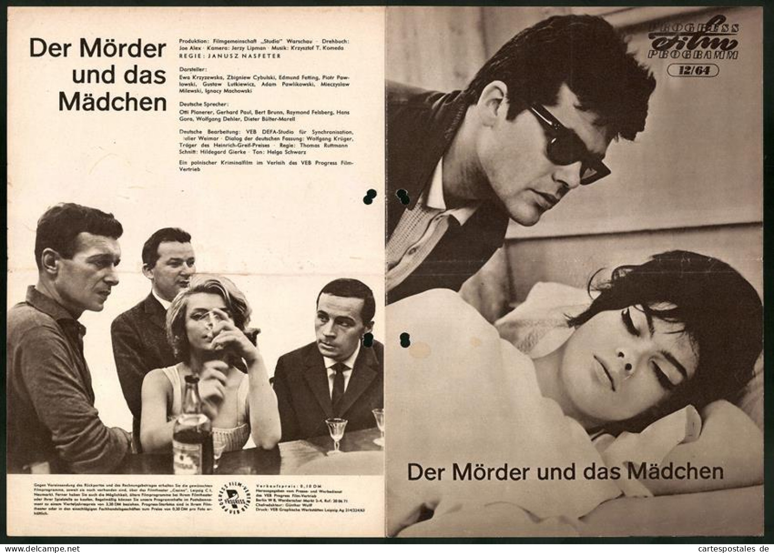 Filmprogramm PFP Nr. 12 /64, Der Mörder Und Das Mädchen, Ewa Krzyzewska, Zbigniew Cybulski, Regie: Janusz Nasfeter  - Revistas